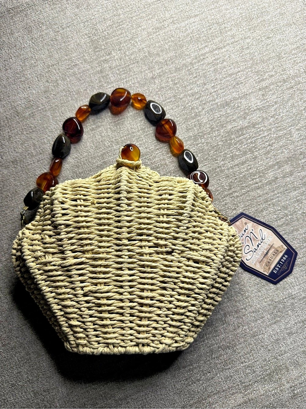 Sun 'N Sand Beaded Clutch in Beige & Brown